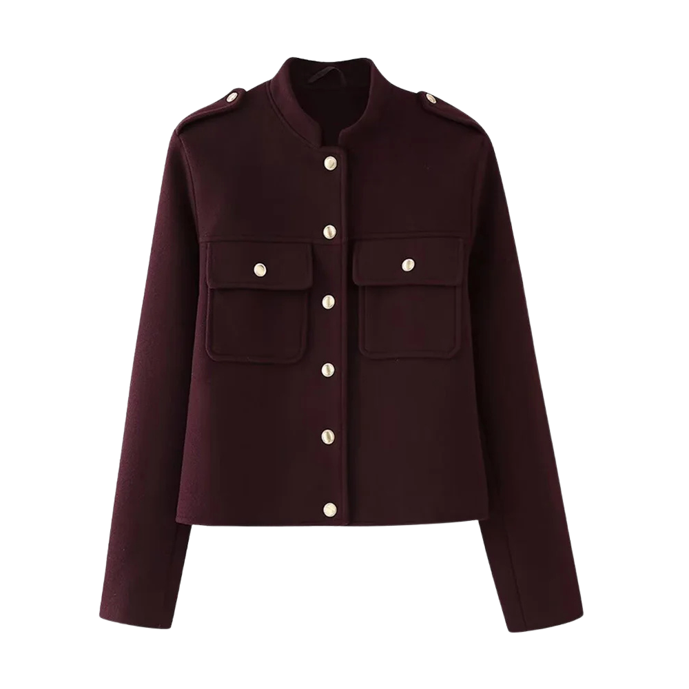 Naomi™ | Burgundy Single-Breasted Jacket