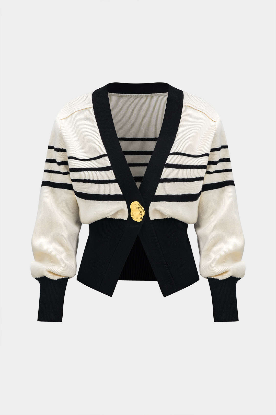 Angela™ | Contrast Knit Metallic Button Cardigan